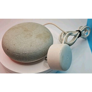 Google Home Model HOA Mini Smart Assistant Bluetooth Speaker Gray W/ AC Adapter